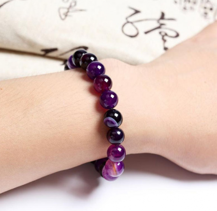 Picture of "Amethyst Glow" Natural Agate Bead Bracelet