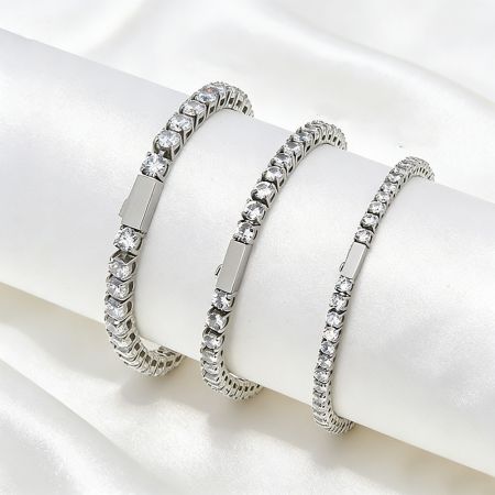 Picture of "Tennis Chain" Stainless Steel Zircon Bracelet