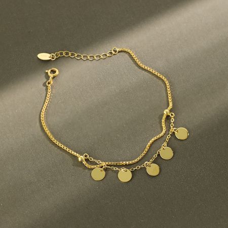 Picture of "Dark Phoenix" Layered Disc Charm Bracelet 925 Silver