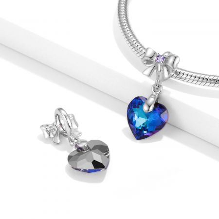 Picture of "Blue Heart" Sterling Silver Crystal Pendant