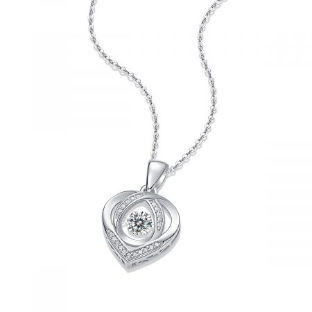 Picture of "With You In My Heart" Moissanite Heart Pendant Necklace