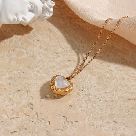 Picture of "Love Light" Vintage Shell Heart Pendant Necklace