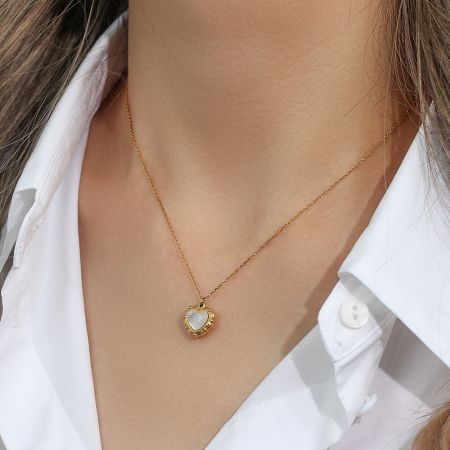 Vintage-Inspired Heart Shell Pendant