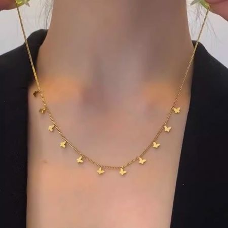 Picture of "Flutter" Gold Butterfly Charm Necklace