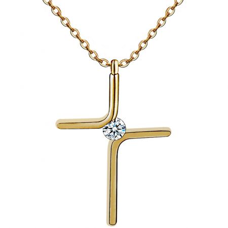 Picture of "Geometry" Cross Pendant Necklace in Titanium Steel