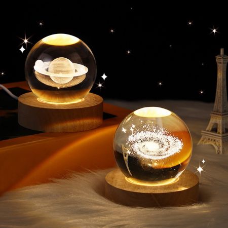 Picture of Luminous Crystal Ball Ambient Light with Wooden Base