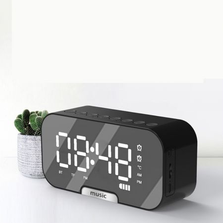 Picture of Portable Mirror Bluetooth Alarm Clock with FM Radio