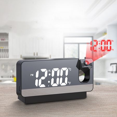 Picture of LED Projection Alarm Clock with Mirror Display and Snooze Function