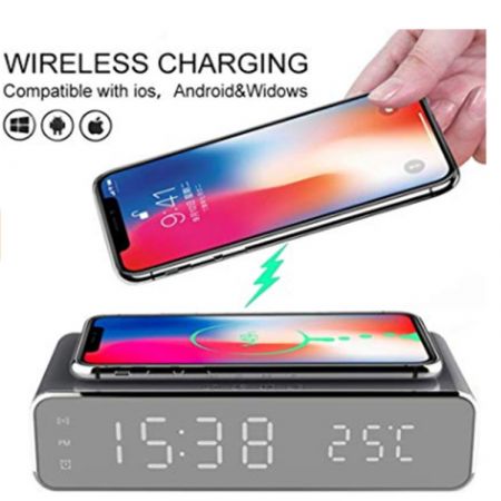 Picture of Wireless Charging Digital Alarm Clock with Temperature Display